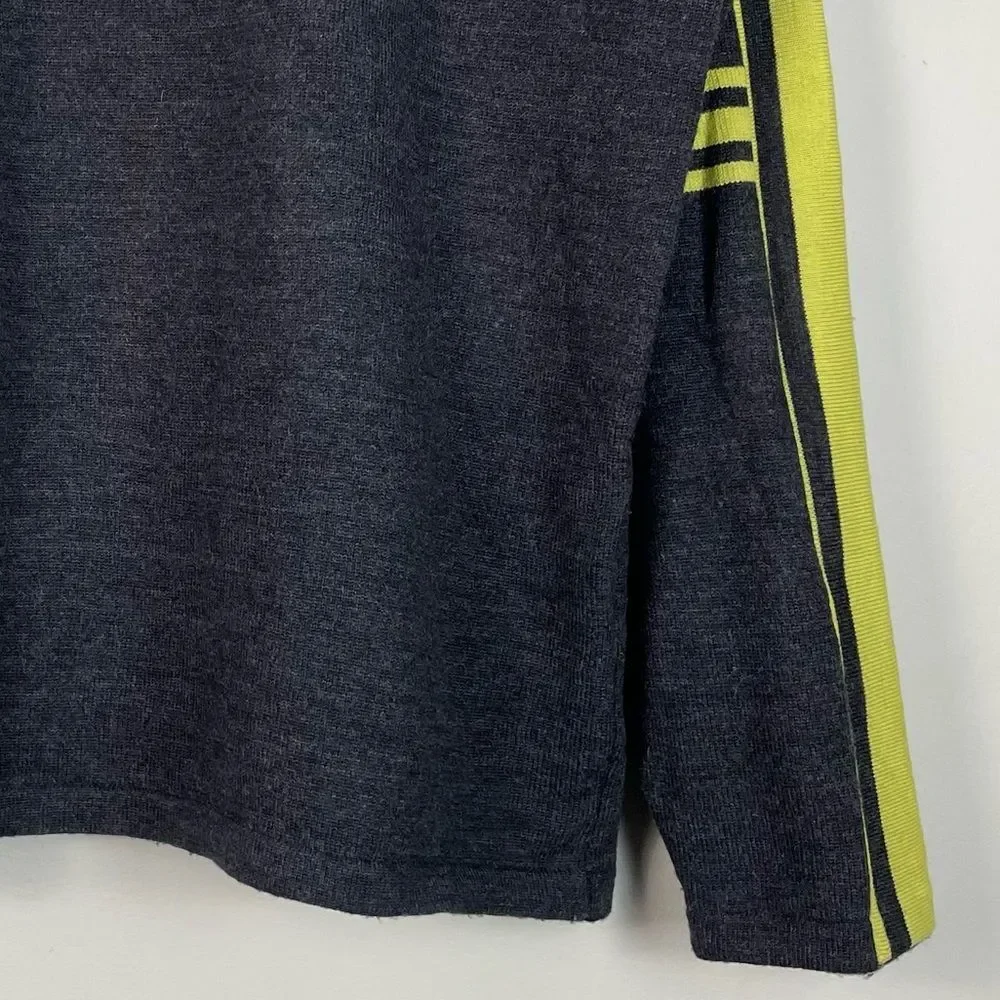 Neve Grey 100% Wool Long Sleeves Mock Neck Quater Zip Sweater‎ Size XL